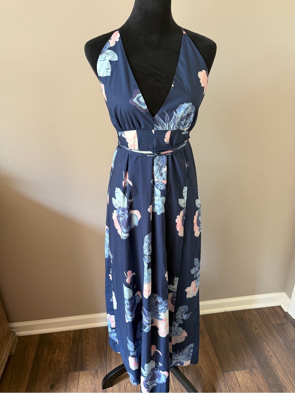 Yours Inspiration Navy Floral Halter Maxi Dress - Elegant Summer Dress Small
